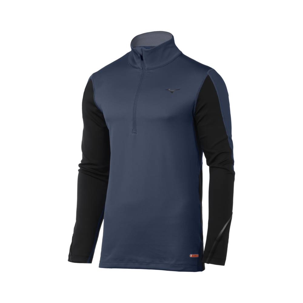 Base Layer Mizuno Breath Thermo® Half Cremallera Para Hombre Azules/Negros 3016928-HR